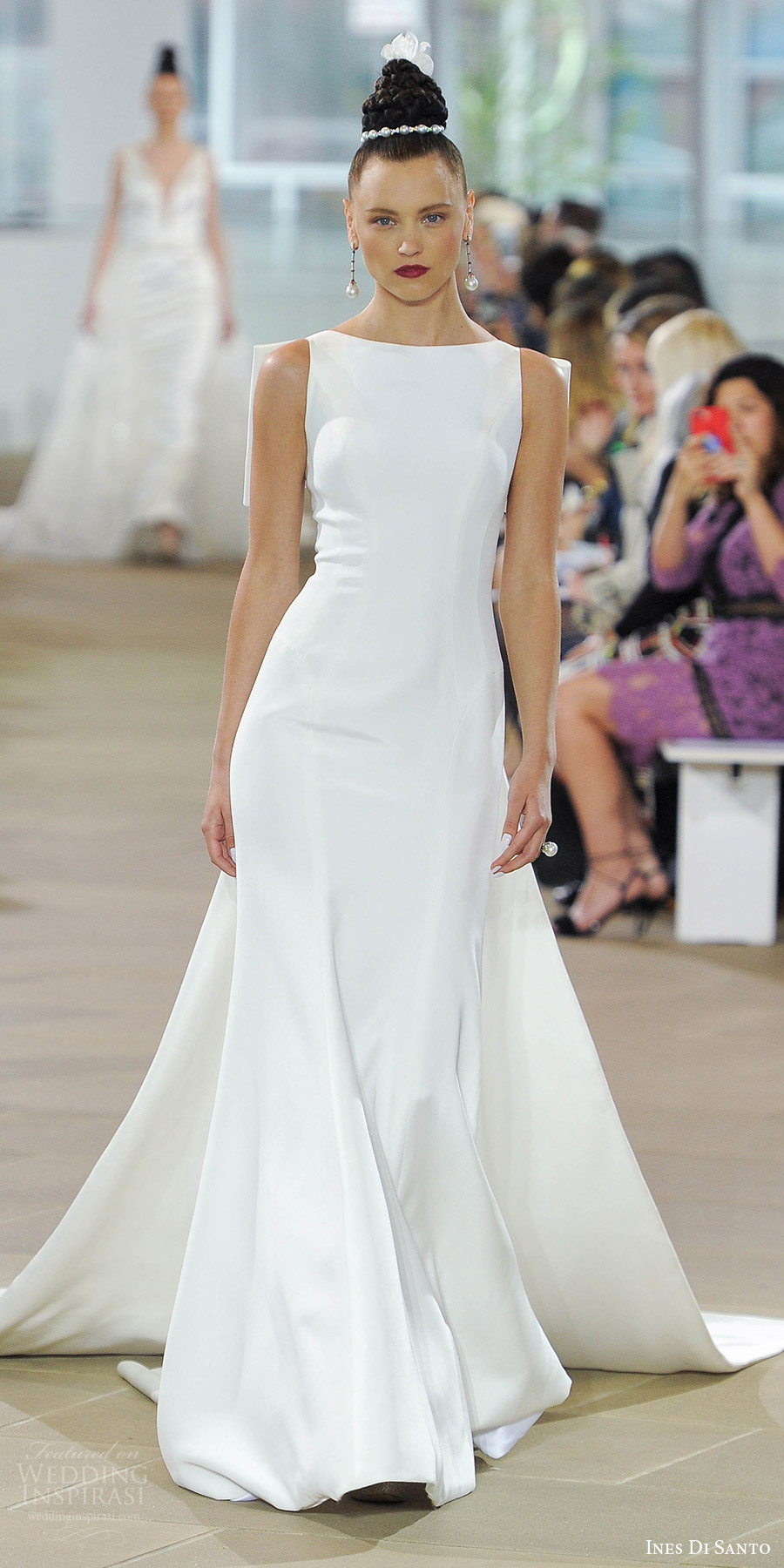 ines di santo spring 2018 bridal sleeveless bateau neck trumpet wedding dress (promise) mv illusion low back bow detachable train clean modern ines di santo spring 2018 bridal sleeveless bateau neck trumpet wedding dress (promise) mv illusion low back bow detachable train clean modern