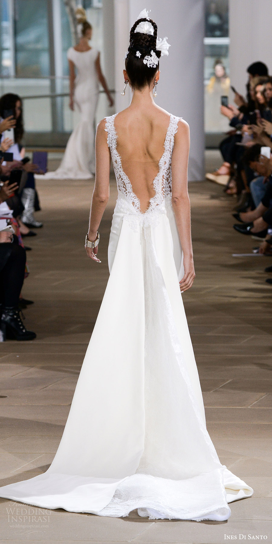 ines di santo spring 2018 bridal sleeveless deep v neck thick lace straps sheath wedding dress (blake) bv slit skirt low sheer back detachable train ines di santo spring 2018 bridal sleeveless deep v neck thick lace straps sheath wedding dress (blake) bv slit skirt low sheer back detachable train