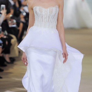 ines di santo spring 2018 bridal strapless sweetheart lace bodice sheath wedding dress (elodie) mv peplum overskirt train elegant