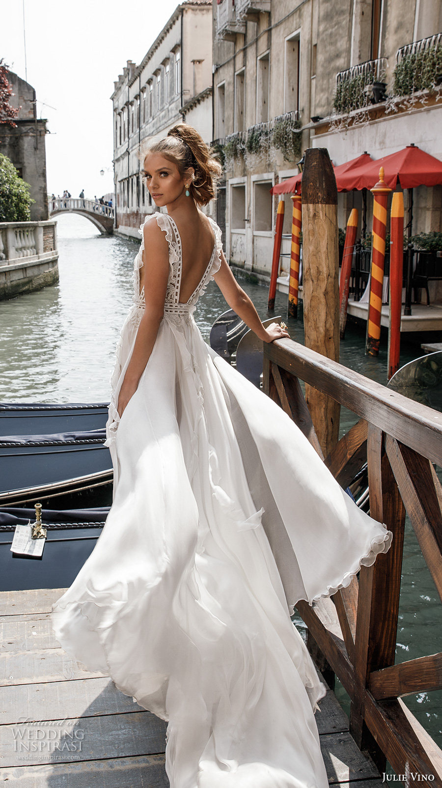 julie vino spring 2018 bridal sleeveless deep v neck heavily embellished bodice side split flowy skirt romantic sexy a  line wedding dress open back chapel train (12) bv