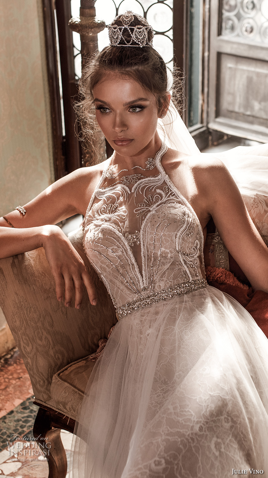 julie vino spring 2018 bridal sleeveless illusion halter neck sweetheart neckline romantic modified a line wedding dress open back chapel train (09) zv julie vino spring 2018 bridal sleeveless illusion halter neck sweetheart neckline romantic modified a line wedding dress open back chapel train (09) zv
