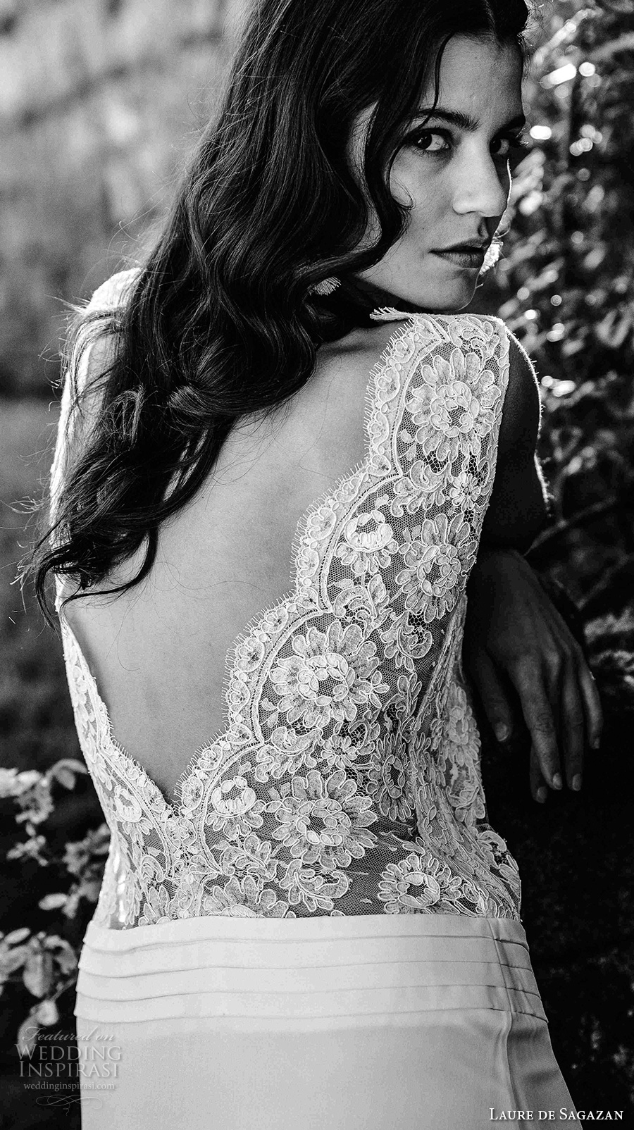 laure de sagazan 2017 bridal sleeveless v neck heavily embellished lace bodice bohemian column wedding dress open v back (ronsard) bv