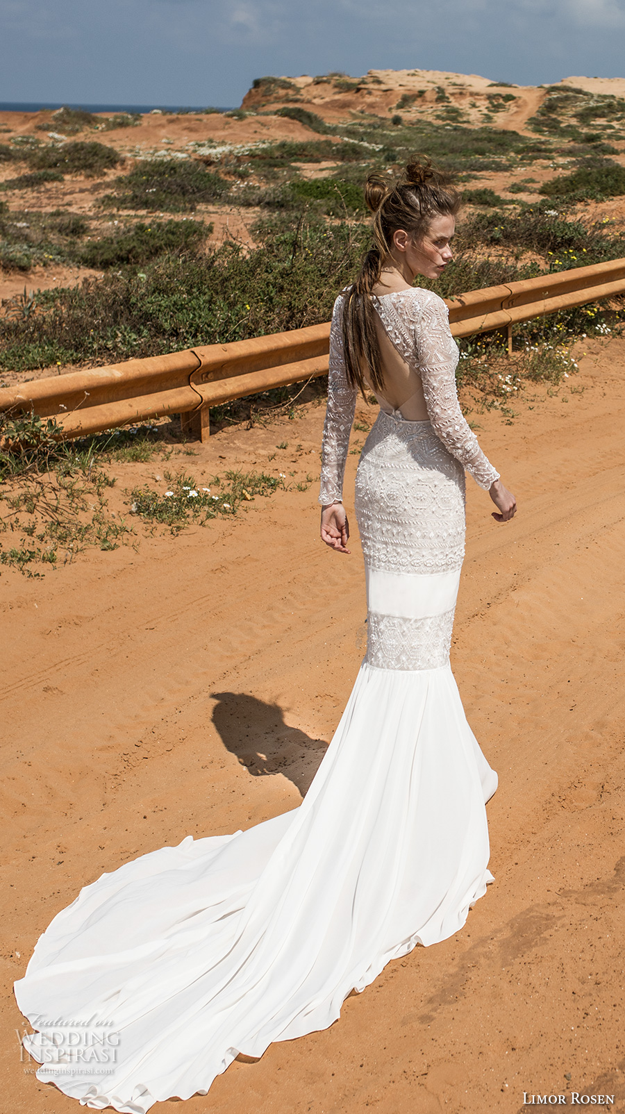 limor rosen 2018 bridal long sleeves deep v neckline full embellishment geomotric embroidery elegant sexy mermaid wedding dress keyhole back chapel train (spencer) bv