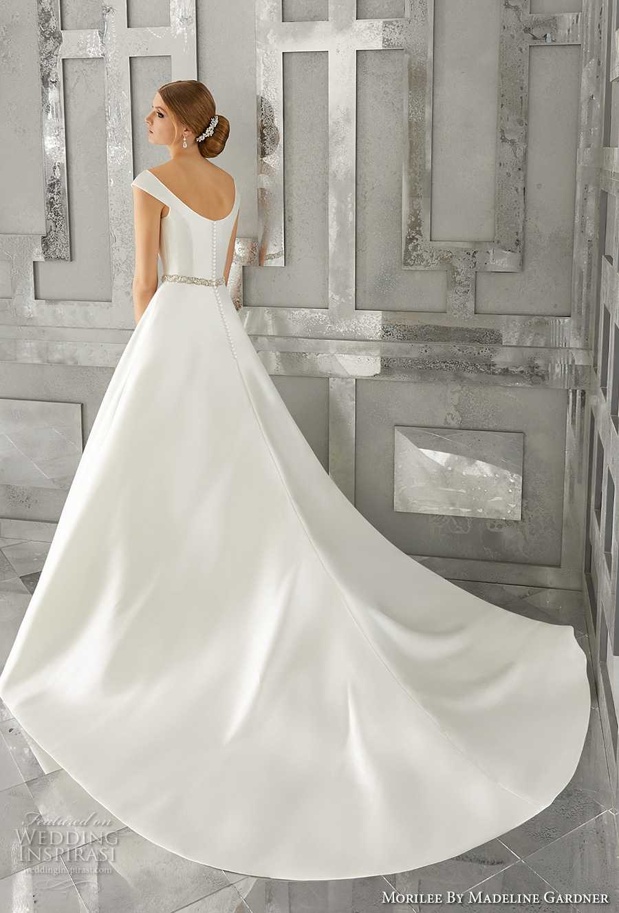morilee fall 2017 bridal cap sleeves bateau neckline simple clean elegant classic a  line wedding dress chapel train (8179) bv