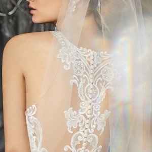 morilee fall 2017 bridal sleeveless illusion halter sweetheart neckline full embellished elegant glamorous fit and flare wedding dress bodice sheer lace back chapel train (8173) zbv