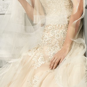 morilee fall 2017 bridal thick strap sweetheart neckline heavily embellished bodice romantic blush color a  line wedding dress sheer lace back chapel train (8174) zv