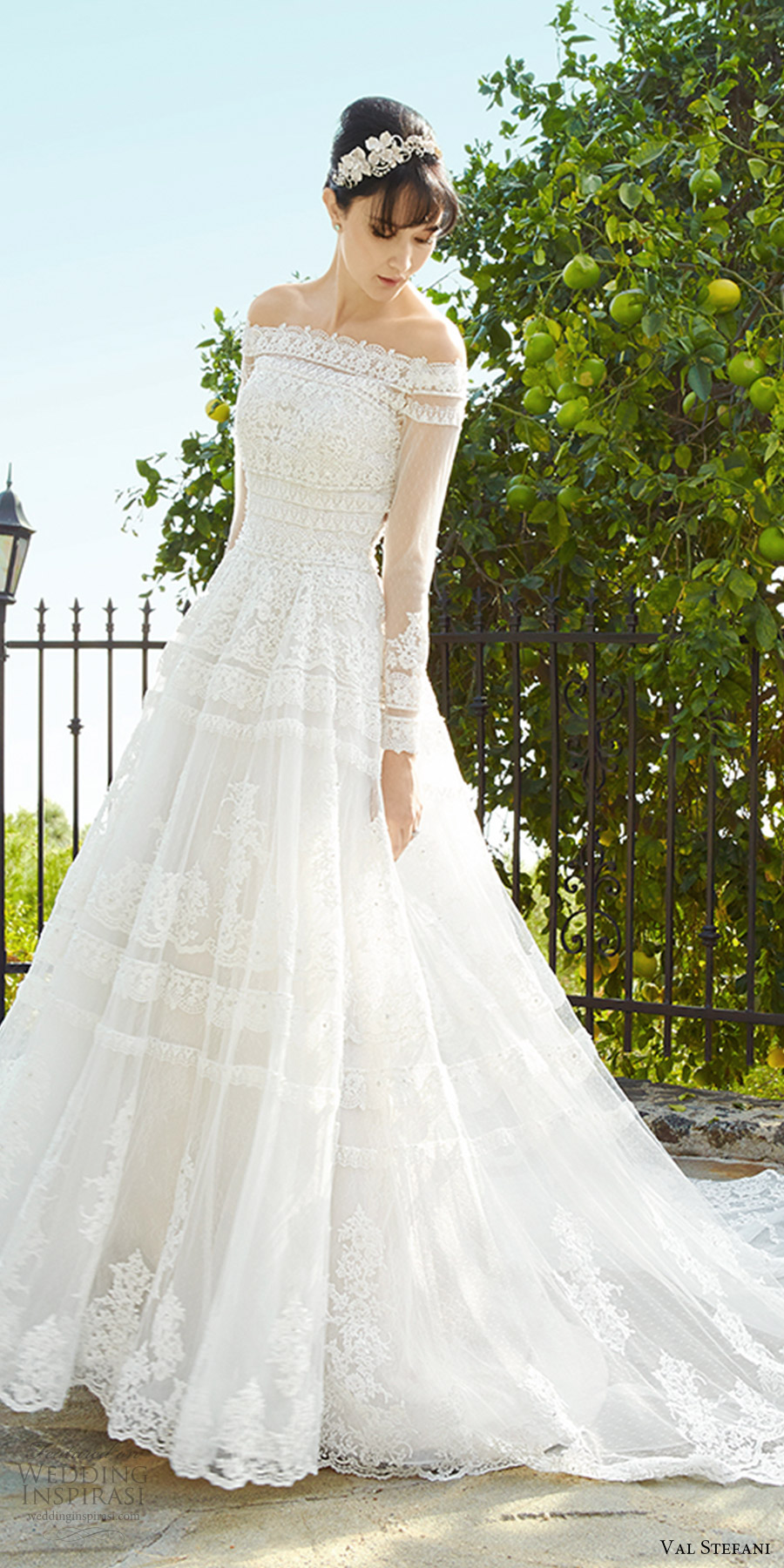 val stefani fall 2017 bridal illusion long sleeves off shoulder a line ball gown lace wedding dress (d8138) zfv sheer back princess romantic long semi cathedral train val stefani fall 2017 bridal illusion long sleeves off shoulder a line ball gown lace wedding dress (d8138) zfv sheer back princess romantic long semi cathedral train