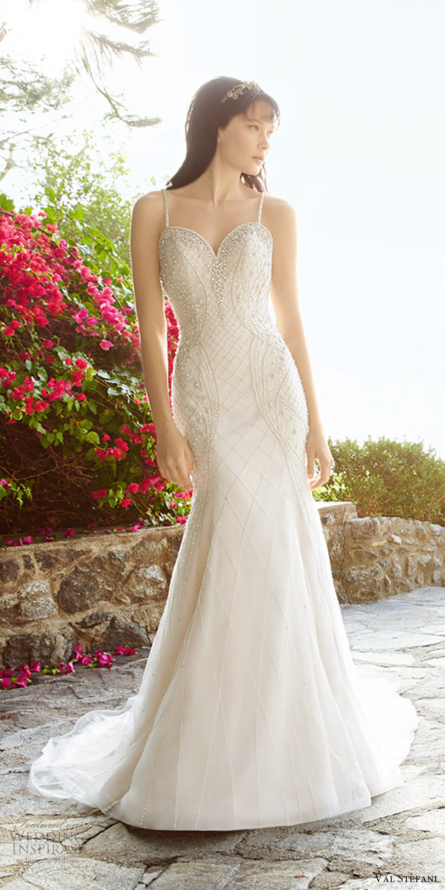 val stefani fall 2017 bridal sleeveless thin straps sweetheart beaded bodice fit flare mermaid wedding dress (d8137) mv open back cross straps train glam elegant val stefani fall 2017 bridal sleeveless thin straps sweetheart beaded bodice fit flare mermaid wedding dress (d8137) mv open back cross straps train glam elegant
