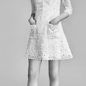 viktor and rolf spring 2018 bridal 3 quarter sleeves high neck heavily embellished mini length a line wedding dress (15) mv pockets