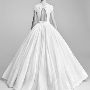 viktor and rolf spring 2018 bridal cap sleeves high neck drop waist ball gown wedding dress (10) bv romantic modern