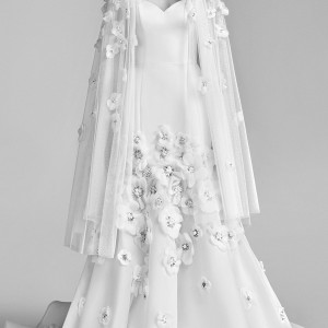 viktor and rolf spring 2018 bridal strapless sweetheart flower embellished skirt fit flare mermaid wedding dress (23) mv romantic modern