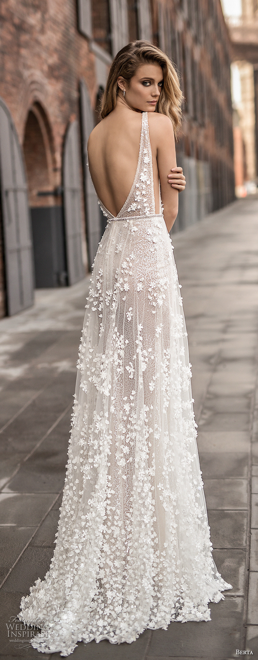 berta spring 2018 bridal sleeveless deep plunging v neck full embellishment sexy a  line wedding dress open back sweep train (14) bv