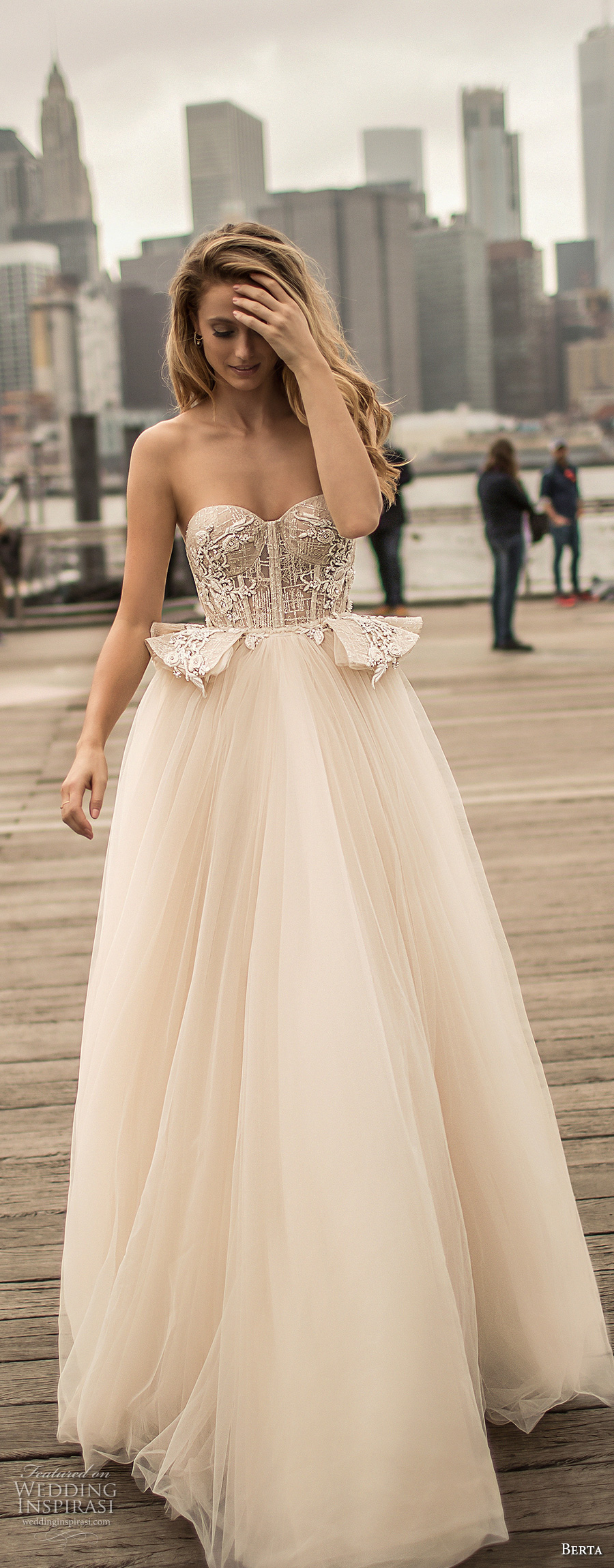 berta spring 2018 bridal strapless sweetheart neckline heavily embellished bodice bustier sexy romantic ball gown wedding dress chapel train (12) mv