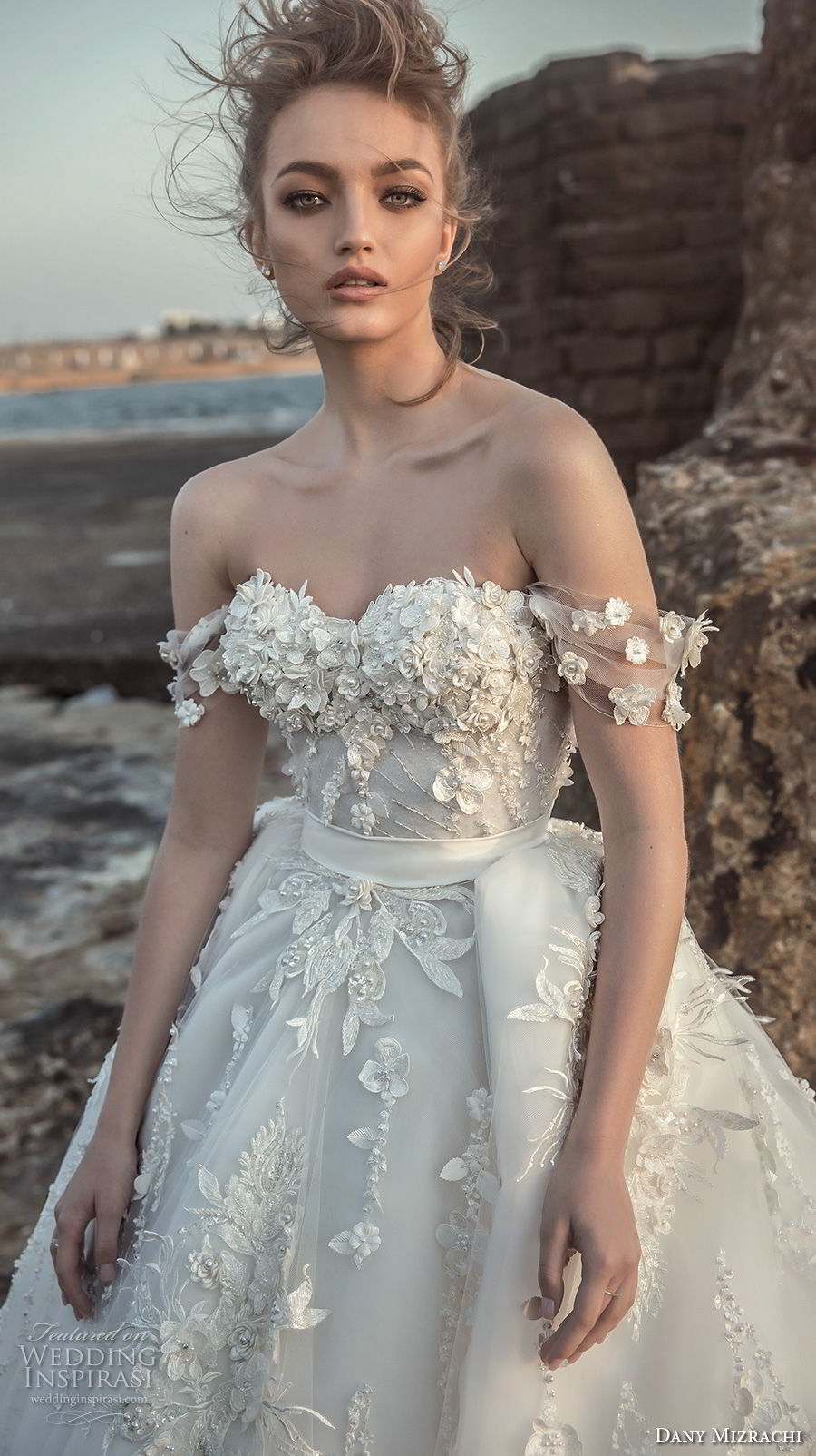 dany mizrachi 2018 bridal off the shoulder sweetheart neckline heavily embellished bodice romantic princess ball gown wedding dress (23) mv