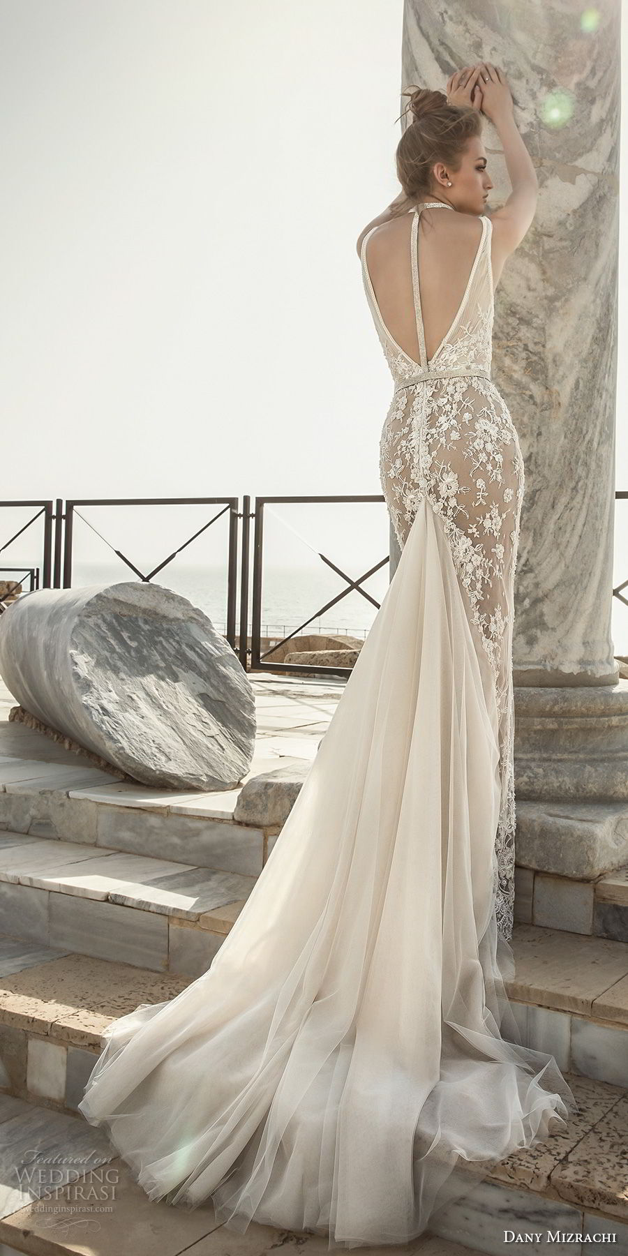 dany mizrachi 2018 bridal sleeveless deep v neckline full embellishment elegant sexy fit and flare wedding dress open v back chapel train (14) bv