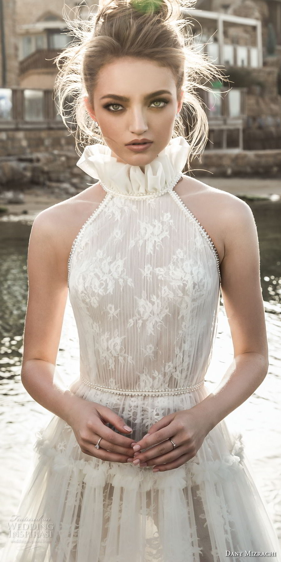 dany mizrachi 2018 bridal sleeveless halter neckline full embellishment vintage romantic a  line wedding dress (8) zv