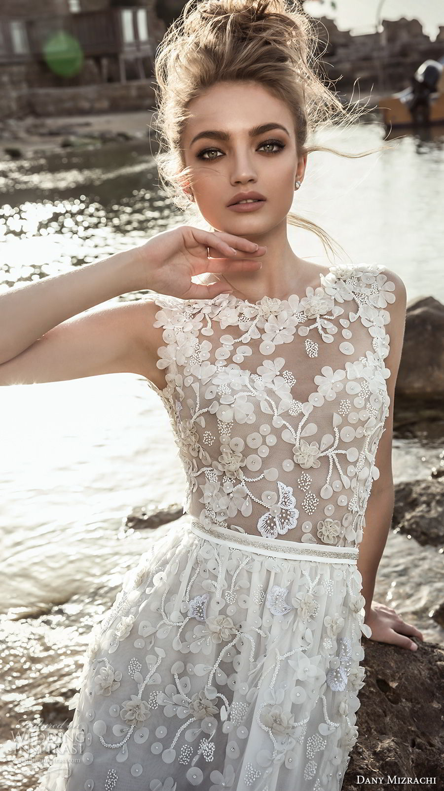 dany mizrachi 2018 bridal sleeveless jewel sweetheart neck full embellishment romantic wedding dress open back (22) mv