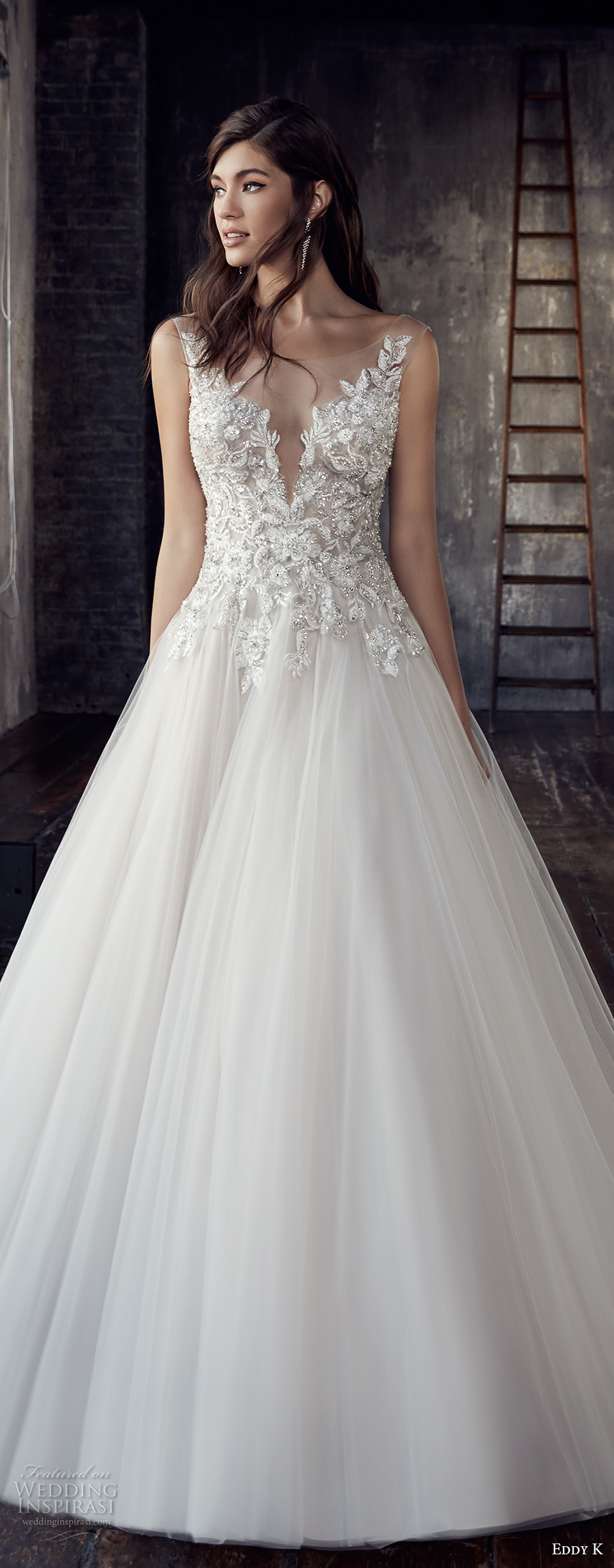 eddy k 2018 bridal cap sleeves illusion bateau deep plunging sweetheart neckline heavily embellished bodice tulle skirt romantic a line wedding dress open scoop back chapel train (199) zv mv eddy k 2018 bridal cap sleeves illusion bateau deep plunging sweetheart neckline heavily embellished bodice tulle skirt romantic a line wedding dress open scoop back chapel train (199) zv mv