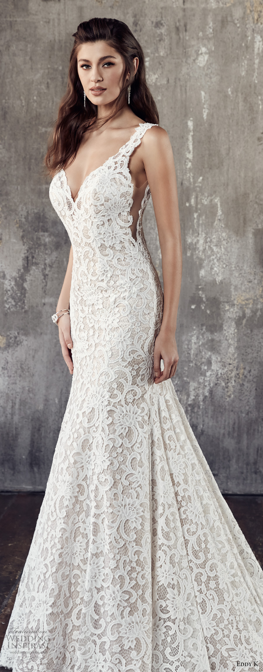eddy k 2018 bridal sleeveless embroidered strap sweetheart neckline full embellishment elegant lace fit and flare wedding dress open scoop back chapel train (ct190) zv eddy k 2018 bridal sleeveless embroidered strap sweetheart neckline full embellishment elegant lace fit and flare wedding dress open scoop back chapel train (ct190) zv