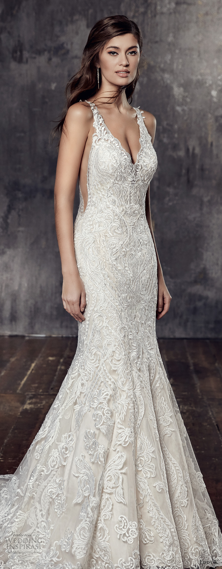 eddy k 2018 bridal sleeveless embroidered strap v neck full embellishment elegant lace fit and flare wedding dress sheer lace back chapel train (ct198) mv eddy k 2018 bridal sleeveless embroidered strap v neck full embellishment elegant lace fit and flare wedding dress sheer lace back chapel train (ct198) mv