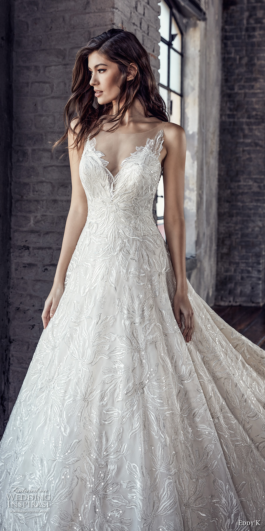 eddy k 2018 bridal sleeveless strap v neck full embellishment romantic a line wedding dress sheer button back chapel train (204) zv eddy k 2018 bridal sleeveless strap v neck full embellishment romantic a line wedding dress sheer button back chapel train (204) zv
