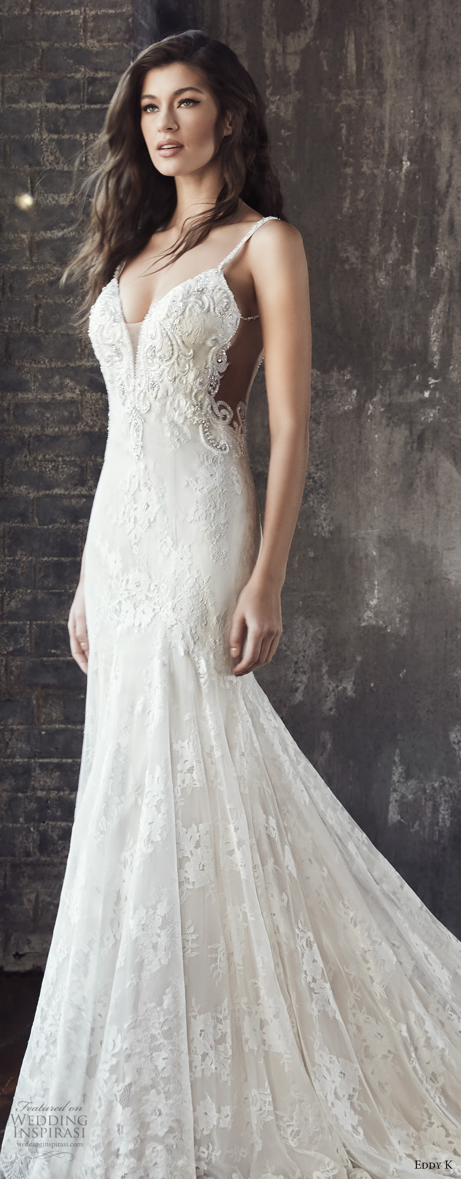eddy k 2018 bridal sleeveless thin strap deep plunging sweetheart neckline full embellishment elegant sexy fit and flare wedding dress open v back chapel train (ct188) zv mv eddy k 2018 bridal sleeveless thin strap deep plunging sweetheart neckline full embellishment elegant sexy fit and flare wedding dress open v back chapel train (ct188) zv mv