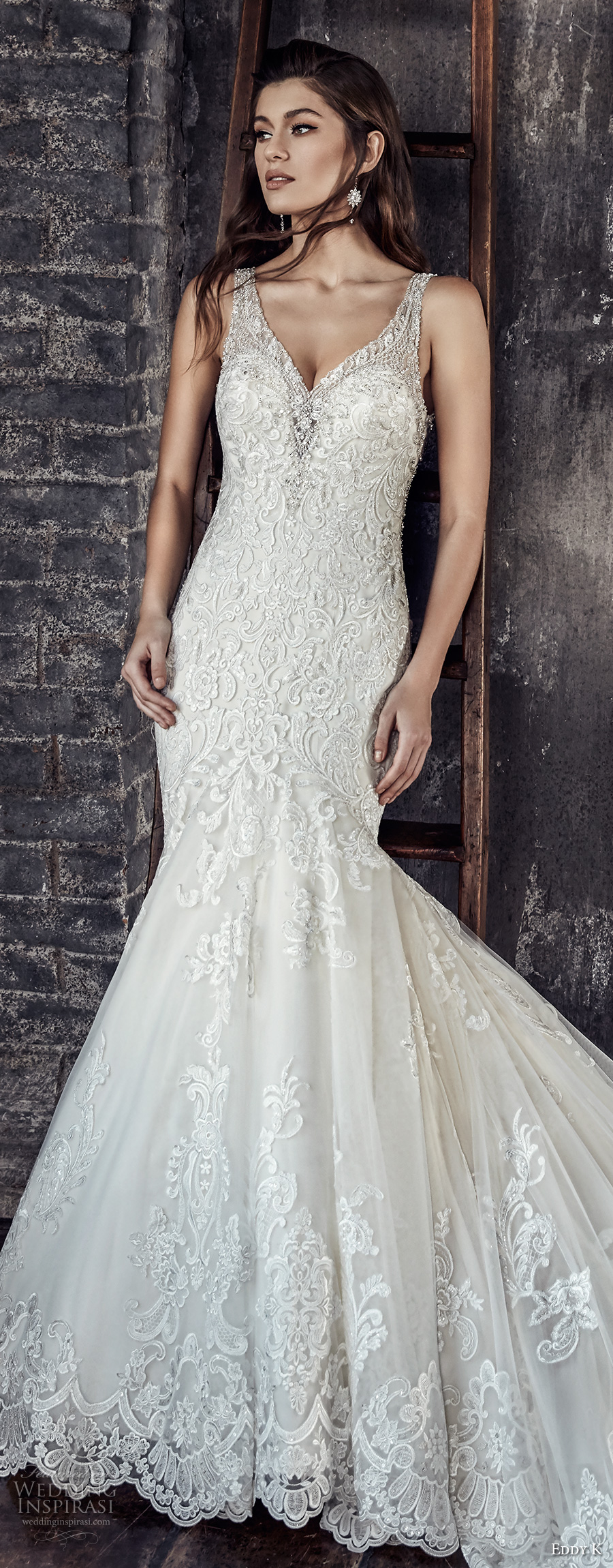 eddy k 2018 bridal sleeveless v neck heavily embellished bodice elegant romanitc mermaid wedding dress open embellished back chapel train (209) mv eddy k 2018 bridal sleeveless v neck heavily embellished bodice elegant romanitc mermaid wedding dress open embellished back chapel train (209) mv