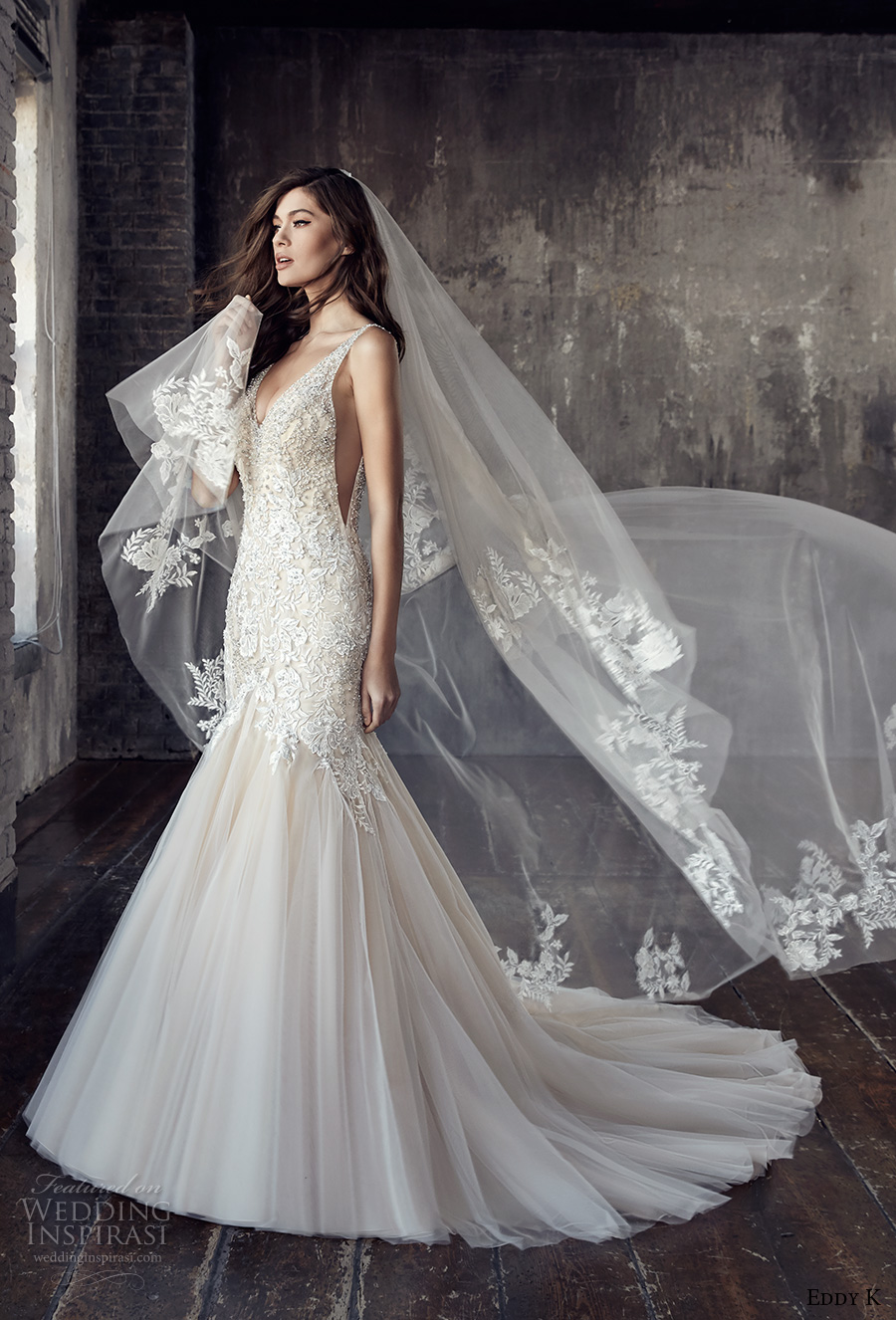 eddy k 2018 bridal sleeveless v neck heavily embellished bodice elegant sexy mermaid wedding dress open v back chapel train (ct187) mv eddy k 2018 bridal sleeveless v neck heavily embellished bodice elegant sexy mermaid wedding dress open v back chapel train (ct187) mv