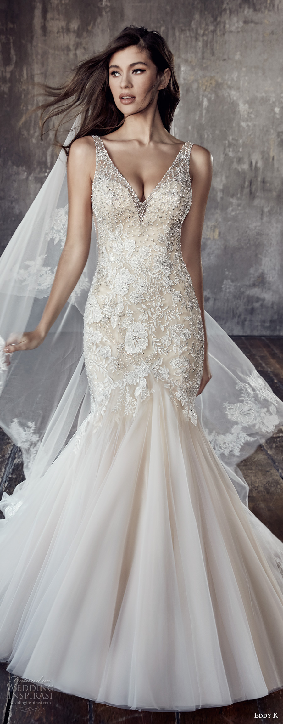 eddy k 2018 bridal sleeveless v neck heavily embellished bodice elegant sexy mermaid wedding dress open v back chapel train (ct187) zv mv eddy k 2018 bridal sleeveless v neck heavily embellished bodice elegant sexy mermaid wedding dress open v back chapel train (ct187) zv mv