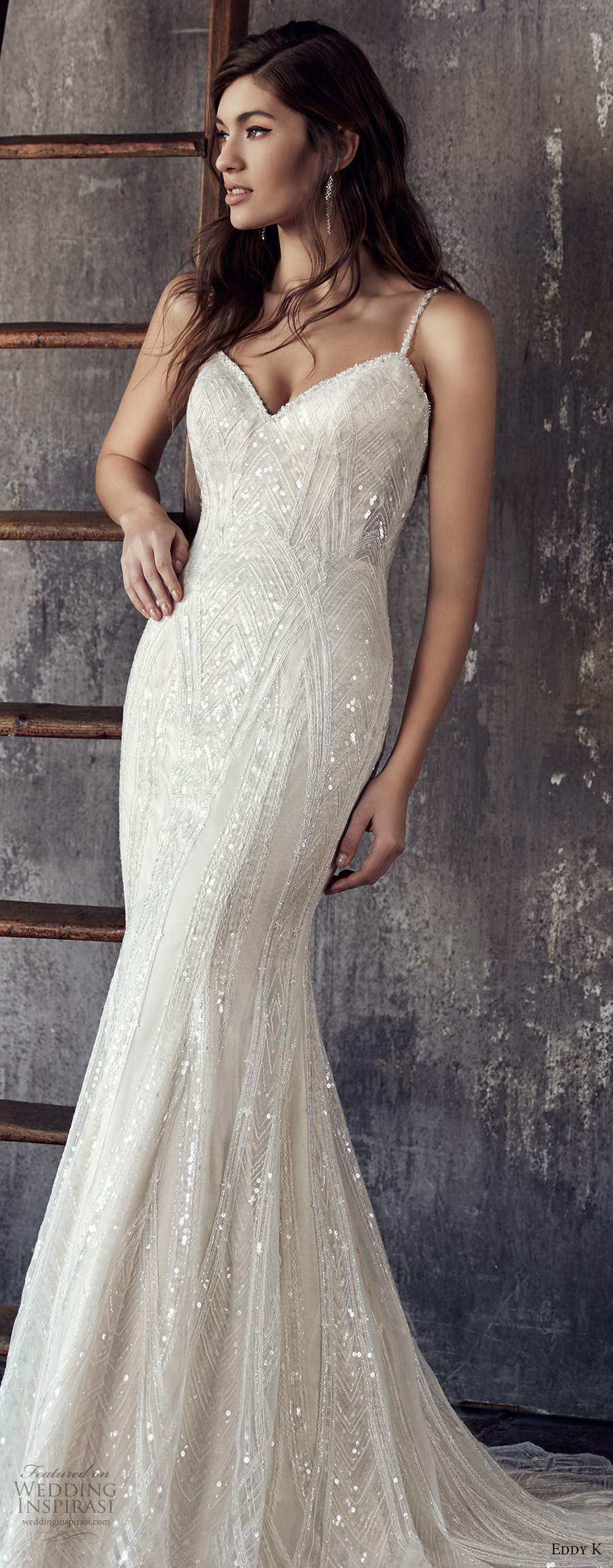 eddy k 2018 bridal spaghetti strap sweetheart neckline full geomatric embellishment elegant glamorous fit and flare wedding dress open back sweep train (ct195) mv eddy k 2018 bridal spaghetti strap sweetheart neckline full geomatric embellishment elegant glamorous fit and flare wedding dress open back sweep train (ct195) mv