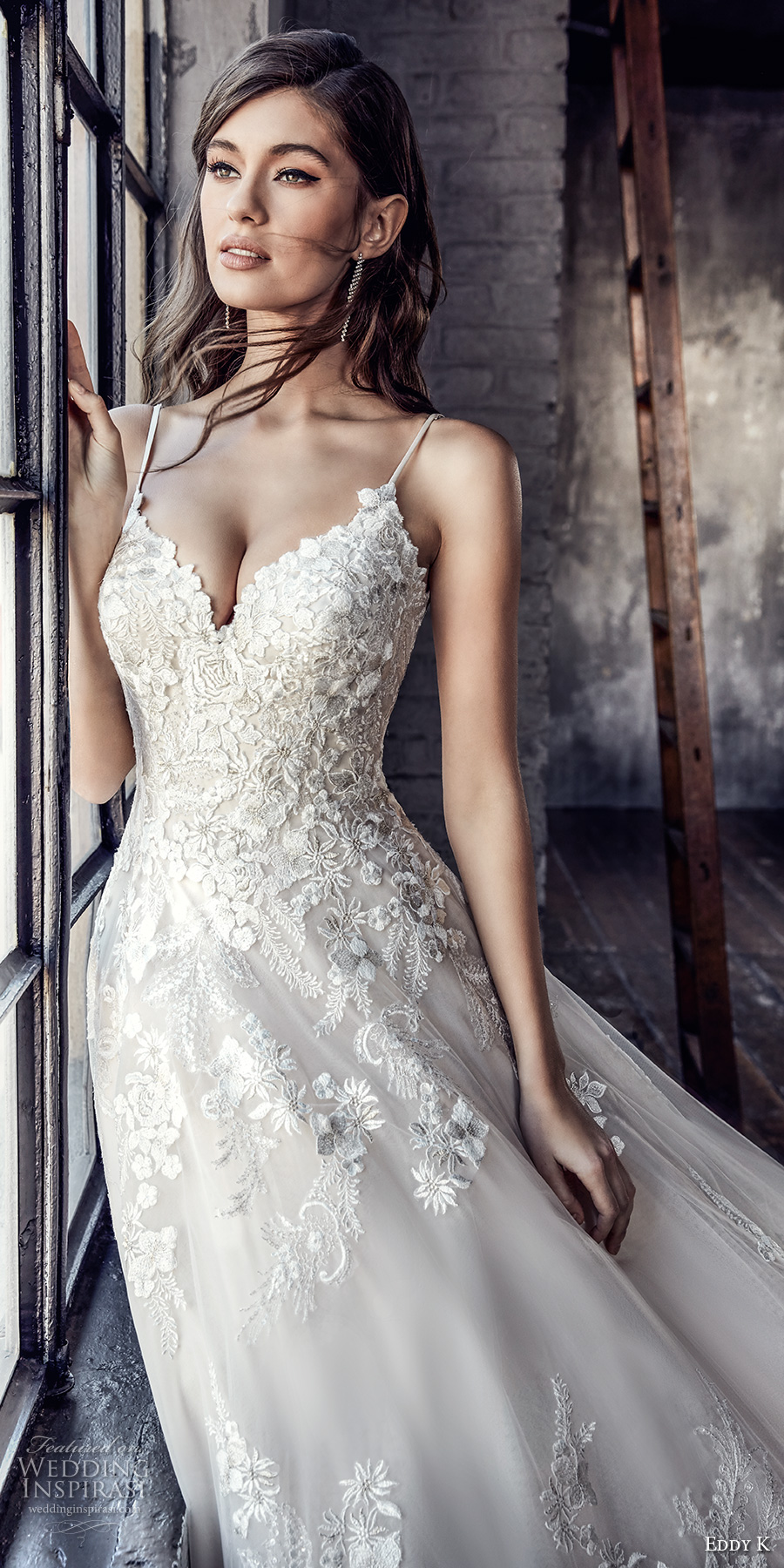 eddy k 2018 bridal spaghetti strap sweetheart neckline heavily embellished bodice romantic strap back chapel train (ct194) zv eddy k 2018 bridal spaghetti strap sweetheart neckline heavily embellished bodice romantic strap back chapel train (ct194) zv