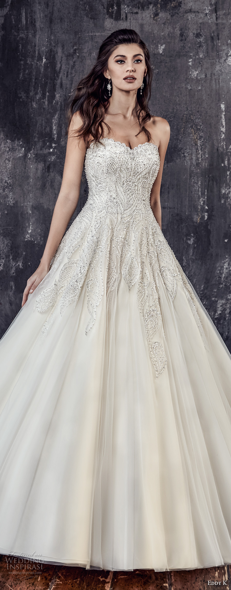 eddy k 2018 bridal strapless sweetheart neckline heavily embellished bodice glamorous princess a line wedding dress chapel train (205) mv eddy k 2018 bridal strapless sweetheart neckline heavily embellished bodice glamorous princess a line wedding dress chapel train (205) mv
