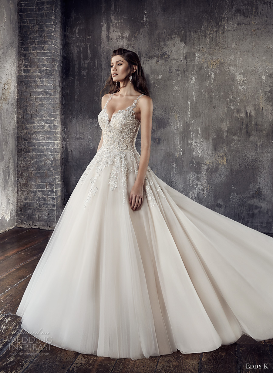eddy k 2018 bridal thin strap sweetheart neckline heavily embellished bodice princess romantic a line wedding dress covered lace back chapel train (ct197) mv eddy k 2018 bridal thin strap sweetheart neckline heavily embellished bodice princess romantic a line wedding dress covered lace back chapel train (ct197) mv