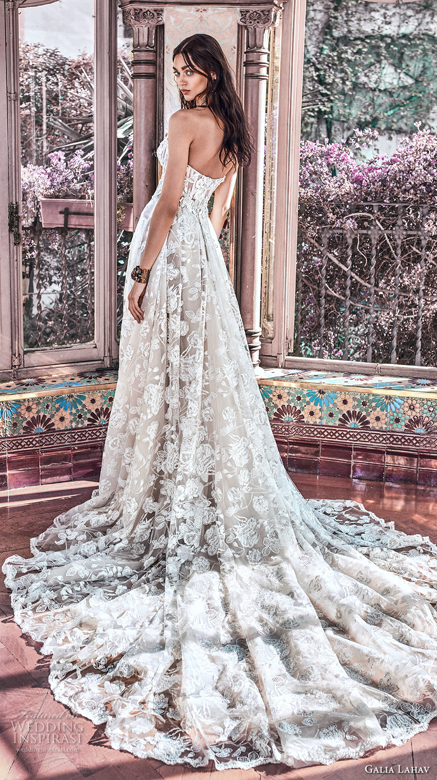 galia lahav spring 2018 bridal strapless sweetheart neckline full embellishment romantic princess a  line wedding dress mid back chapel train (georgia) bv