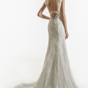 jillian 2018 bridal cap sleeves sweetheart neckline heavily embellished bodice elegant sheath wedding dress sheer button back chapel train (06) bv
