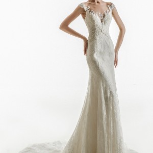 jillian 2018 bridal cap sleeves sweetheart neckline heavily embellished bodice elegant sheath wedding dress sheer button back chapel train (06) mv