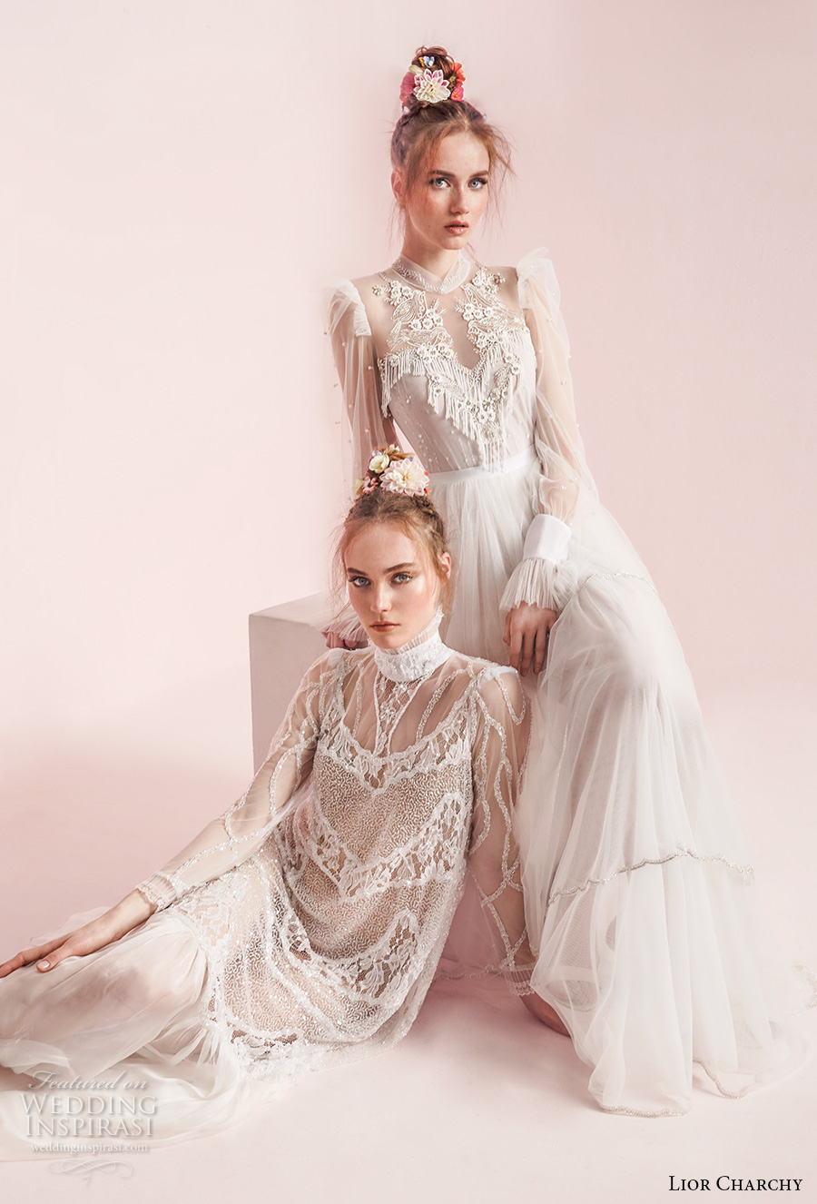 lior charchy spring 2017 bridal long sleeves retro bohemian wedding gowns  