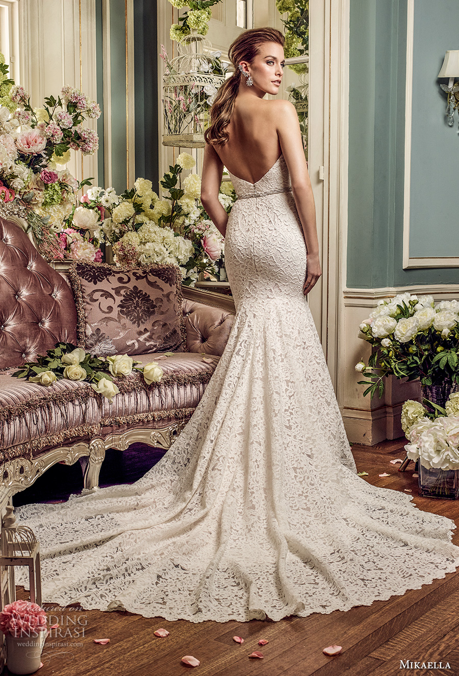 mikaella fall 2017 bridal strapless semi sweetheart neckline full embellishment elegant romantic mermaid wedding dress open v back chapel train (2165) bv mikaella fall 2017 bridal strapless semi sweetheart neckline full embellishment elegant romantic mermaid wedding dress open v back chapel train (2165) bv
