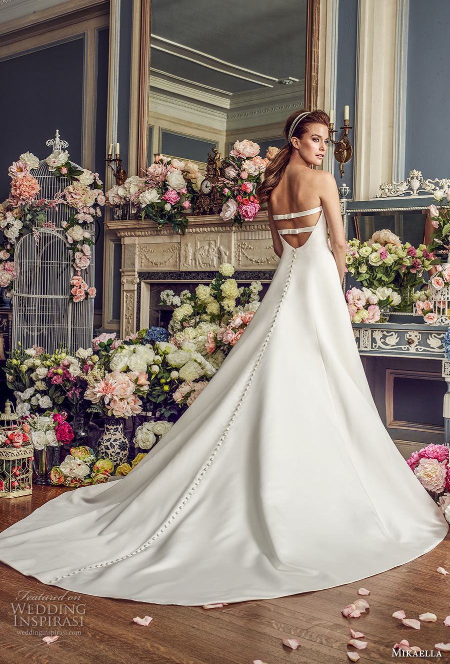 mikaella fall 2017 bridal strapless semi sweetheart neckline simple clean elegant classic a line wedding dress open strap back long train (2166) bv mikaella fall 2017 bridal strapless semi sweetheart neckline simple clean elegant classic a line wedding dress open strap back long train (2166) bv