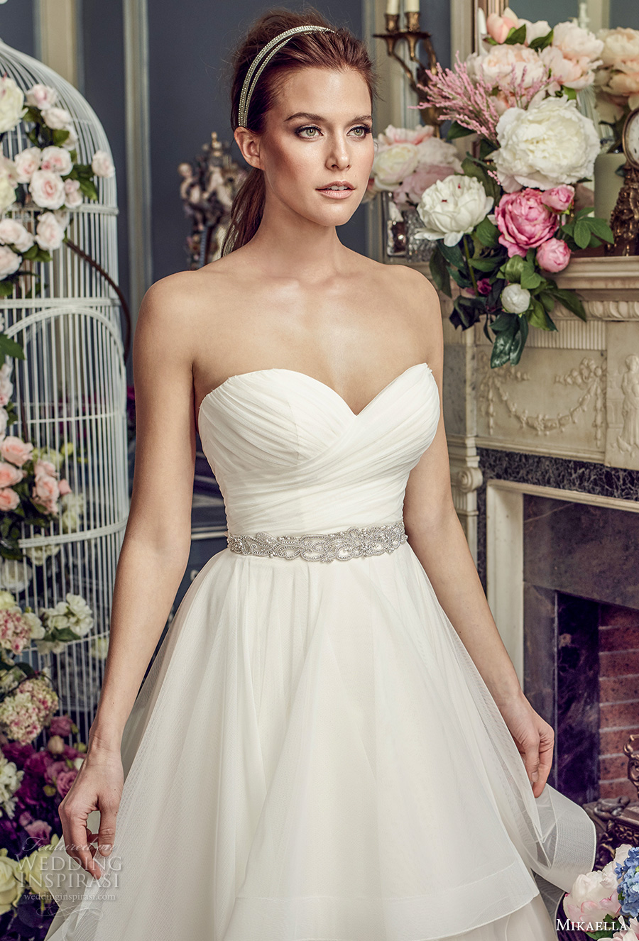 mikaella fall 2017 bridal strapless sweetheart neckline surplice ruched bodice layered skirt romanitc pretty a line wedding dress medium train (2164) zv mikaella fall 2017 bridal strapless sweetheart neckline surplice ruched bodice layered skirt romanitc pretty a line wedding dress medium train (2164) zv