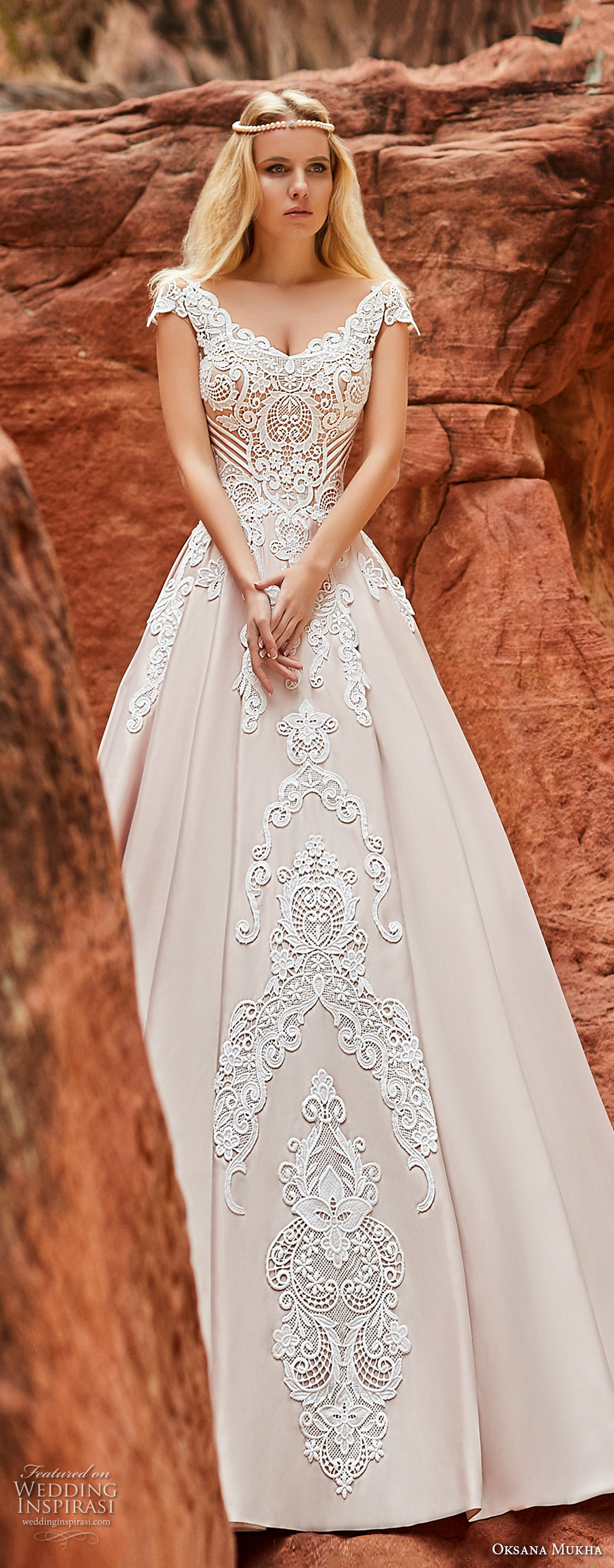 oksana mukha 2018 bridal cap sleeves v neck heavily embellished bodice romantic princess a  line wedding dress corset back chapel train (isadora) mv