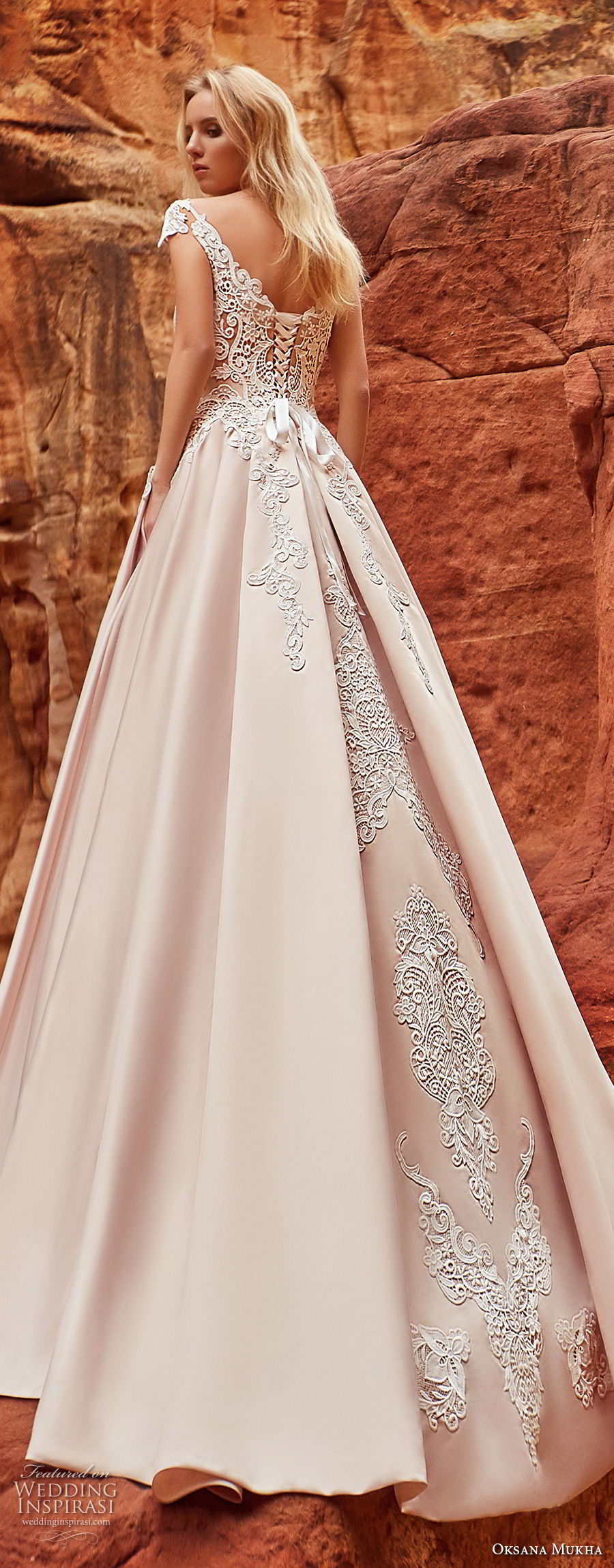 oksana mukha 2018 bridal cap sleeves v neck heavily embellished bodice romantic princess a  line wedding dress corset back chapel train (isadora) zbv