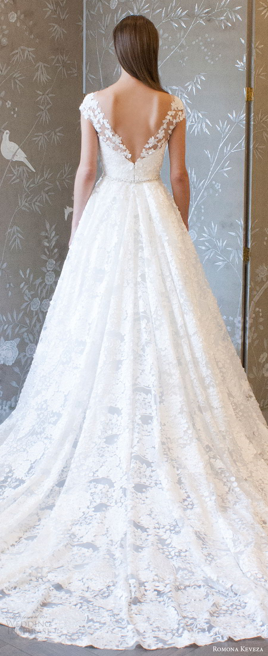 romona keveza spring 2018 bridal cap sleeves split sweetheart neckline lace sheath wedding dress (rk8409) zbv romantic elegant detachable a line cathedral train