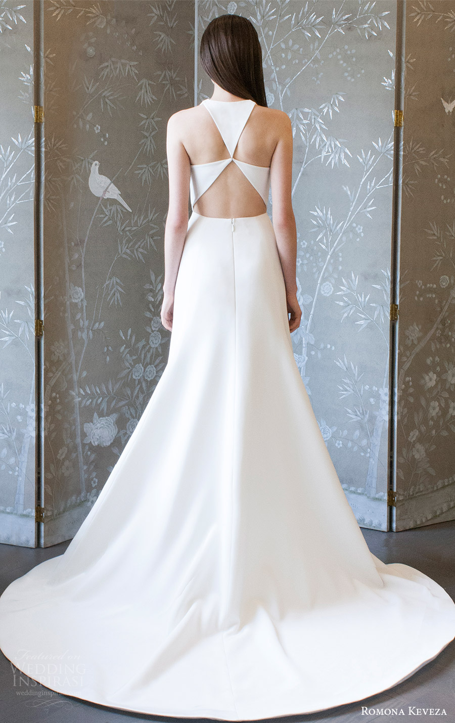 romona keveza spring 2018 bridal sleeveless jewel neck a line wedding dress (rk8403) bv clean keyhole modern sweep train