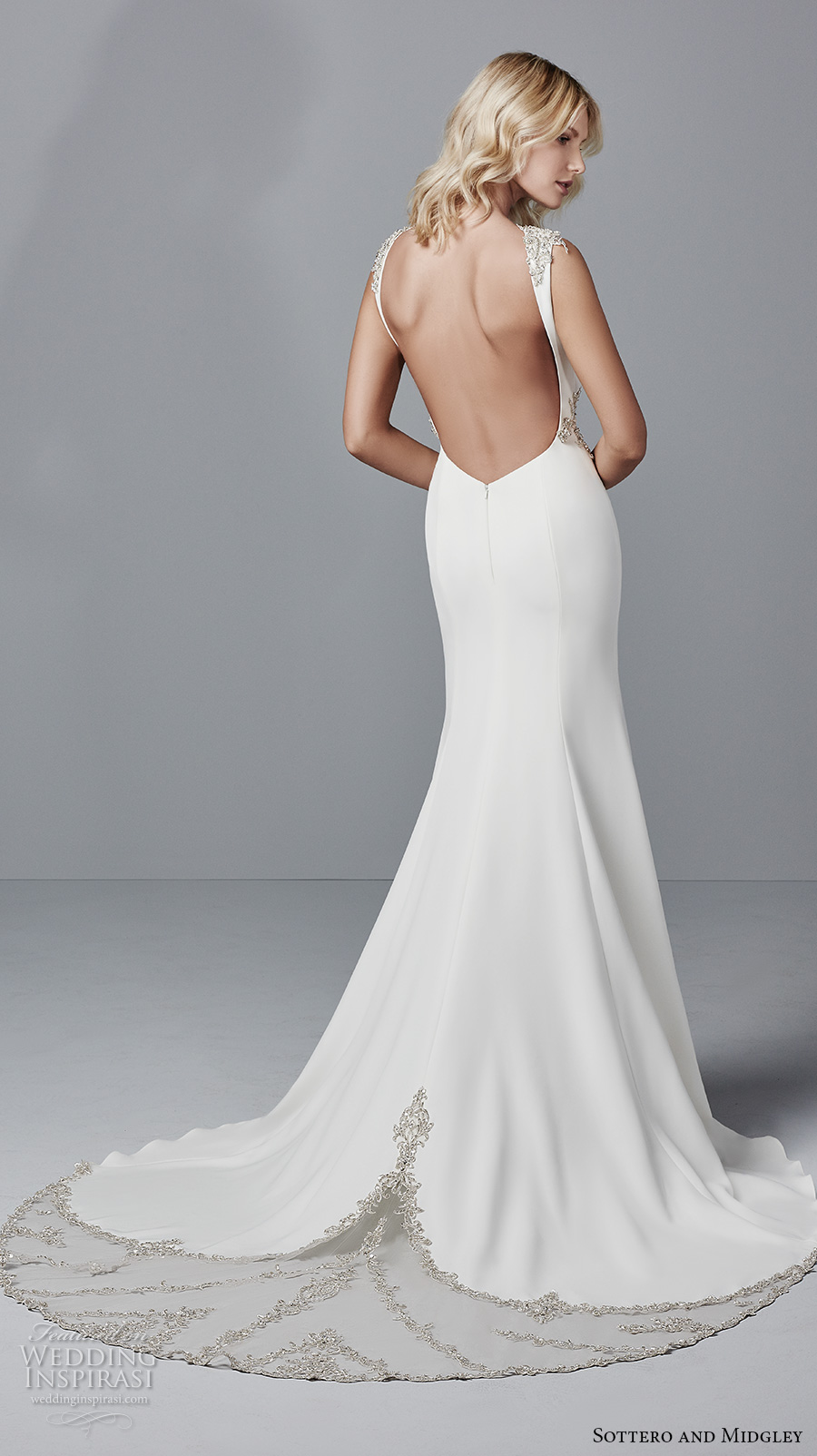 sottero midgley fall 2017 sleeveless bateau neckline simple clean classic fit and flare wedding dress open back chapel train (967) bv