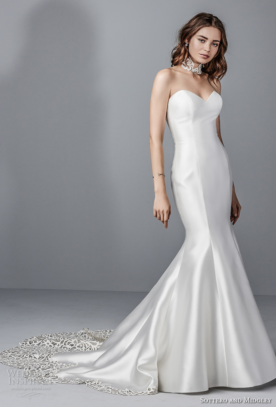 sottero midgley fall 2017 strapless sweetheart neckline simple clean satin elegant classic mermaid wedding dress chapel train (988) mv