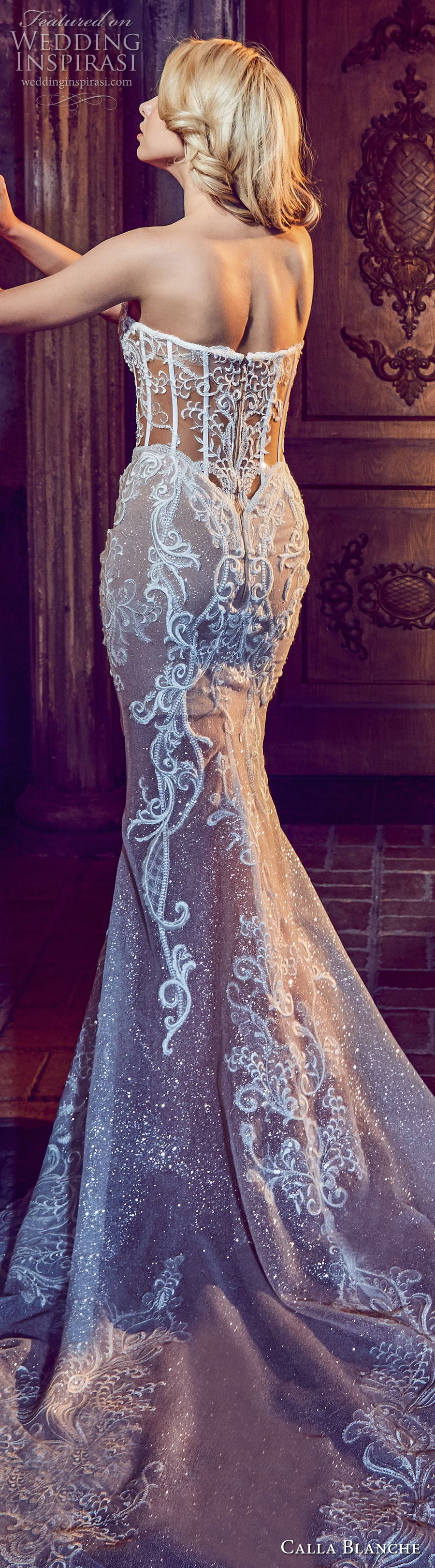 calla blanche fall 2017 bridal strapless sweetheart neckline full embellishment elegant mermaid wedding dress mid lace back chapel train (35) zbv