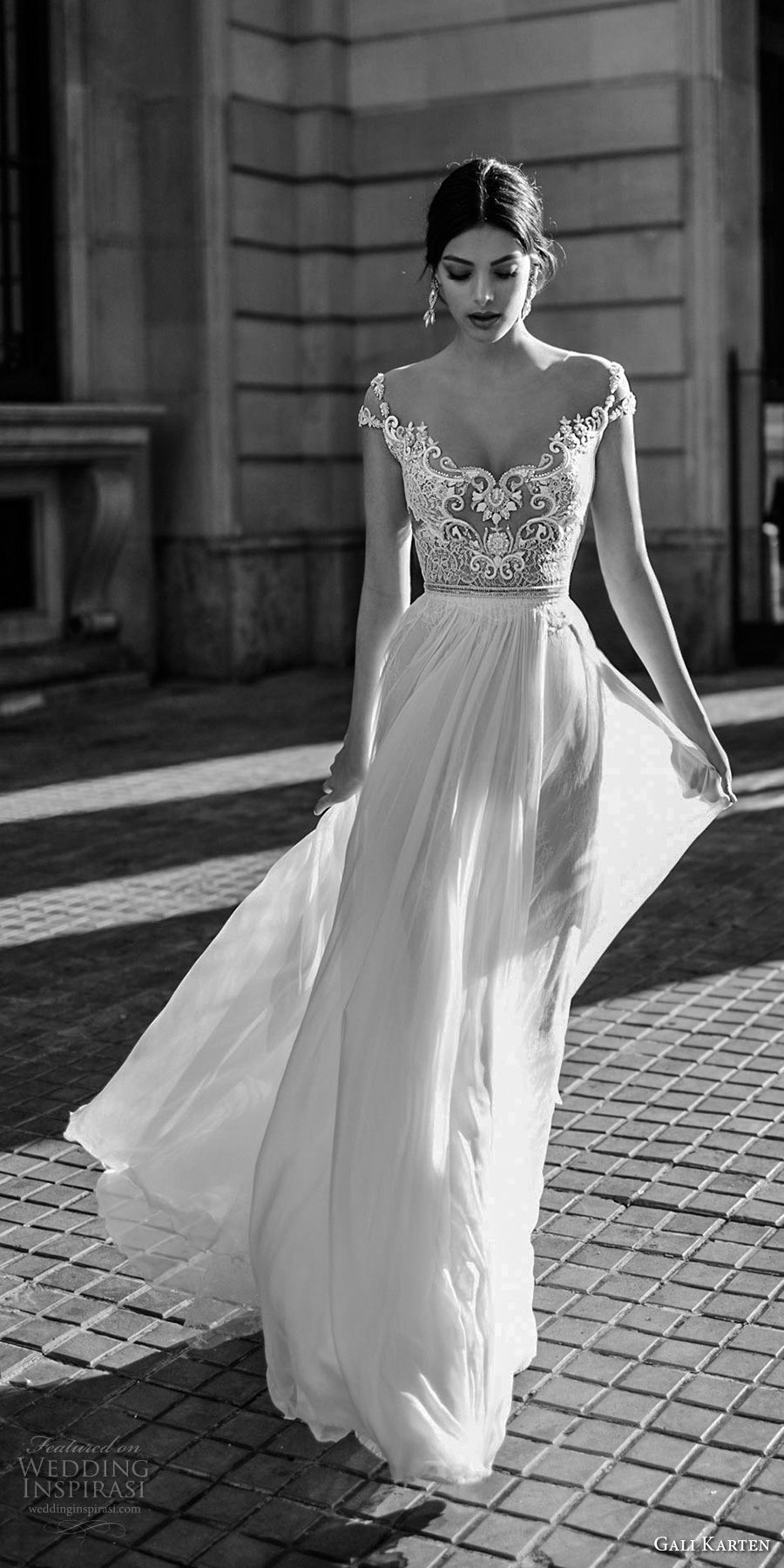 gali karten 2017 bridal cap sleeves scoop neck heavily embellished bodice romantic elegant soft wedding dress sheer back sweep train (7) mv