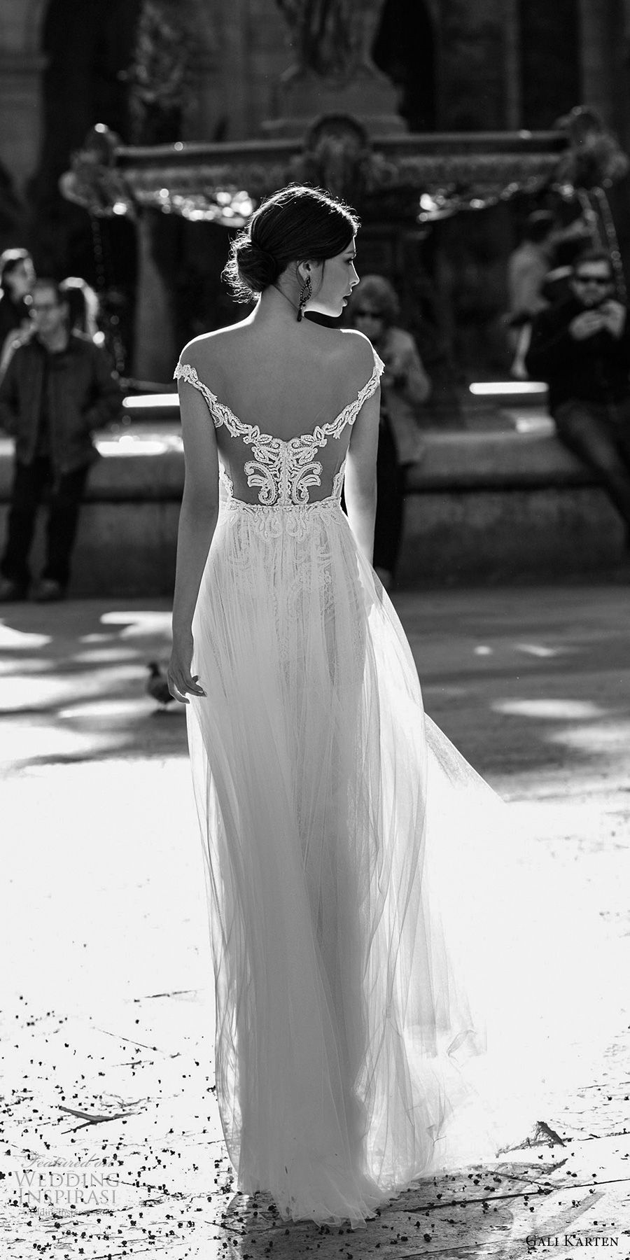 gali karten 2017 bridal off the shoulder v neck heavily embellished bodice tulle skirt romantic a  line wedding dress sweep train (1) bv