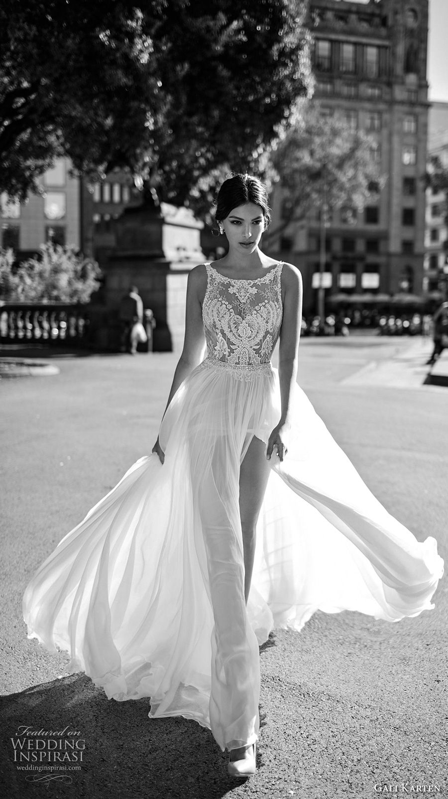 gali karten 2017 bridal sleeveless bateau neck heavily embellished bodice tulle skirt flowy side split soft a  line wedding dress sweep train (10) mv